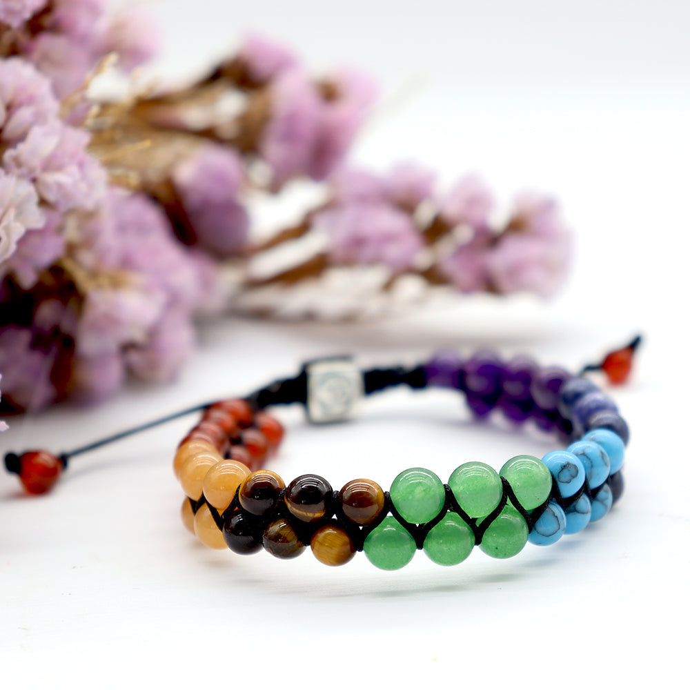 Bracelet Chakra Ajustable en Pierres Naturelles 6 mm (7 Chakras)