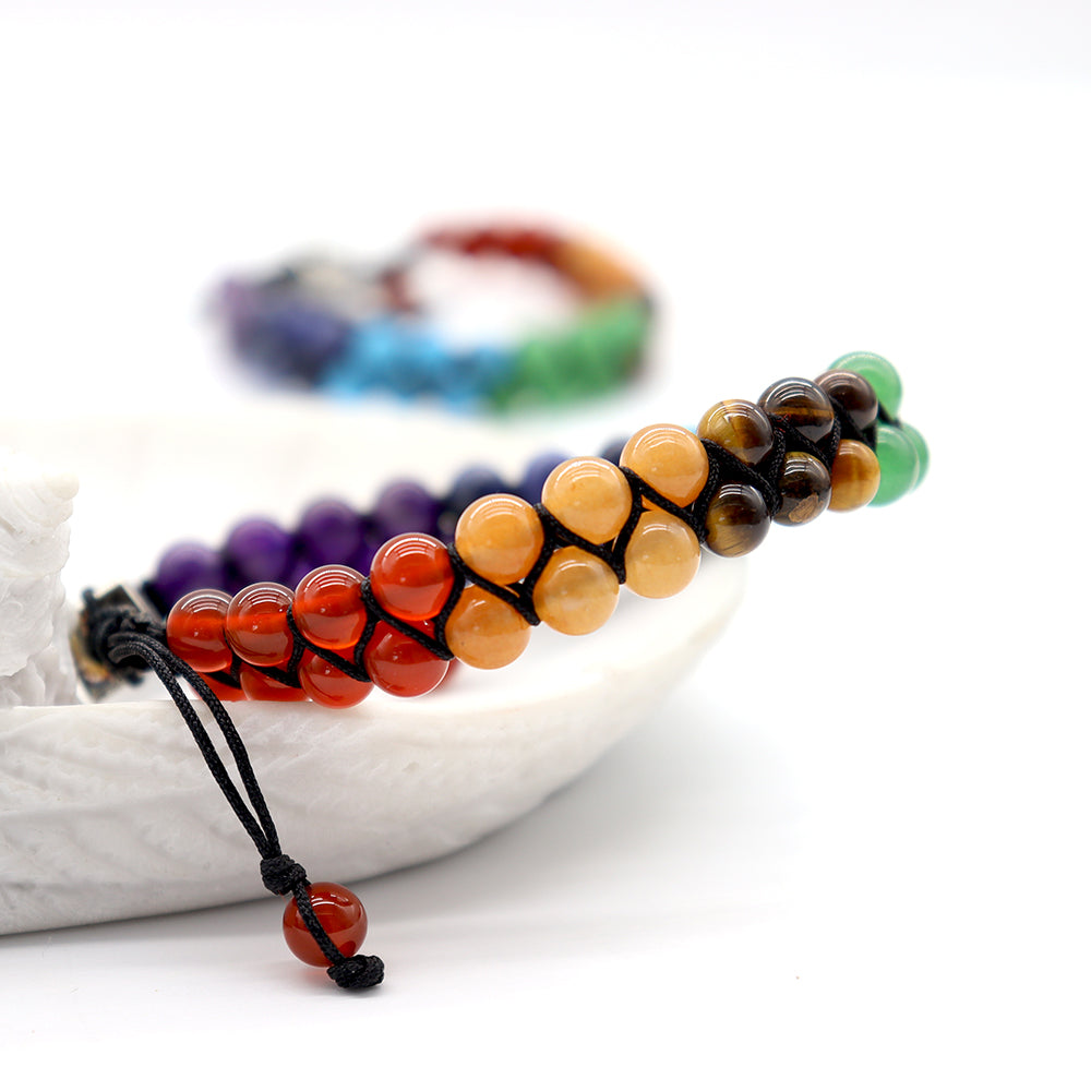 Bracelet Chakra Ajustable en Pierres Naturelles 6 mm (7 Chakras)
