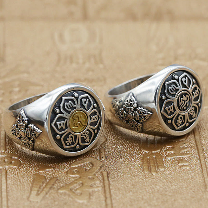 Bague Rotative Ajustable Om Mani Padme Hum en Cuivre – Anneau de Méditation Unisexe