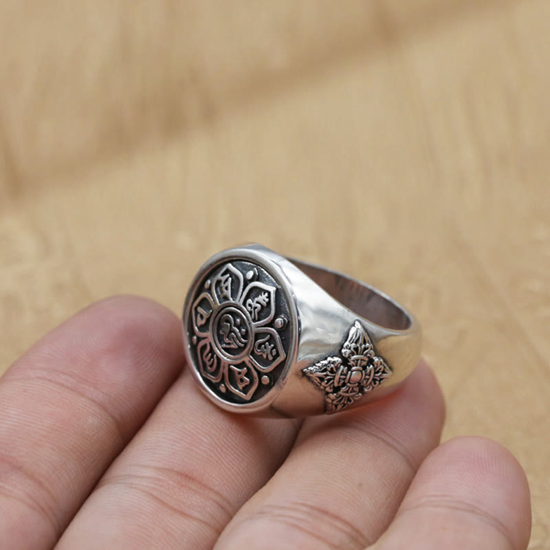 Bague Rotative Ajustable Om Mani Padme Hum en Cuivre – Anneau de Méditation Unisexe