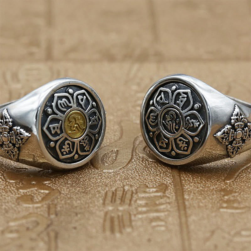 Bague Rotative Ajustable Om Mani Padme Hum en Cuivre – Anneau de Méditation Unisexe