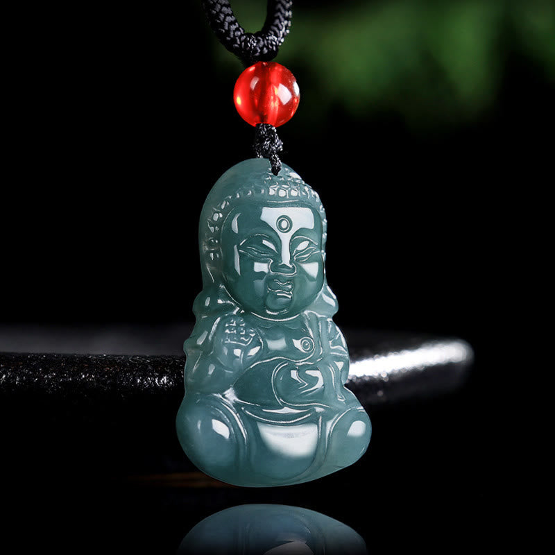 Collier Bouddha de la Prospérité en Jade Naturel Ajustable