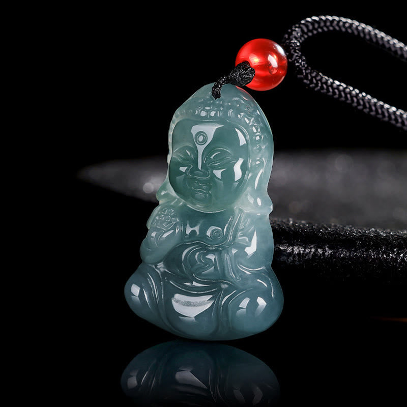 Collier Bouddha de la Prospérité en Jade Naturel Ajustable
