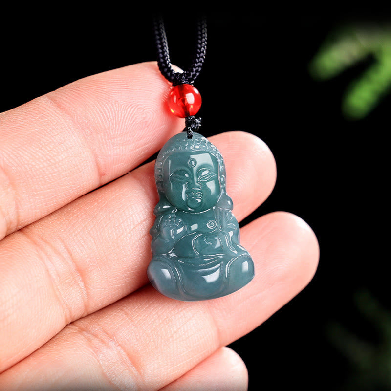 Collier Bouddha de la Prospérité en Jade Naturel Ajustable