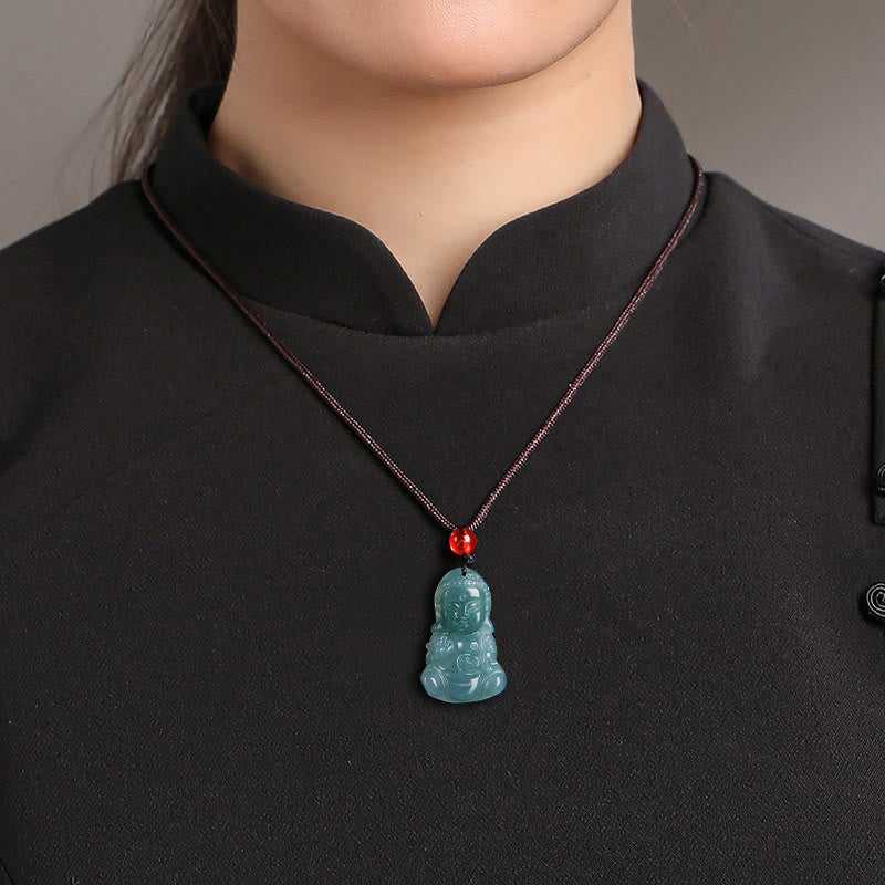 Collier Bouddha de la Prospérité en Jade Naturel Ajustable