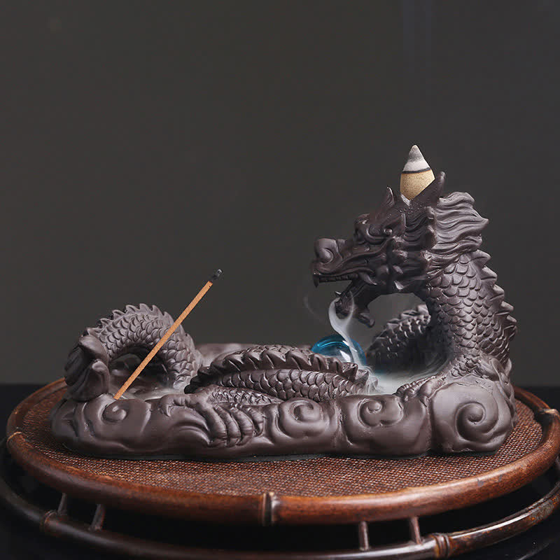 Brûleur Dragon Argile Pourpre – Symbole de Chance et Protection