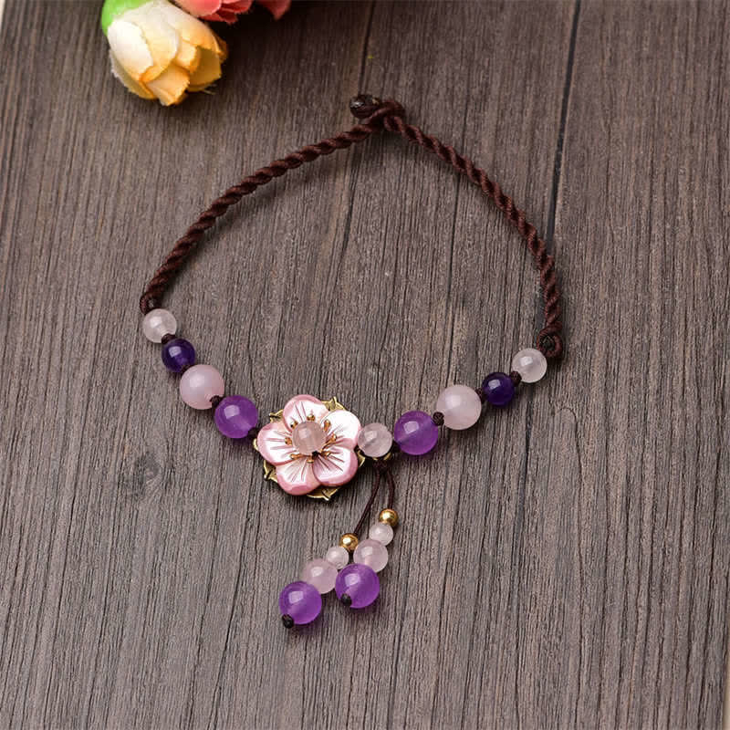 Chevillère Améthyste et Quartz Rose Naturels