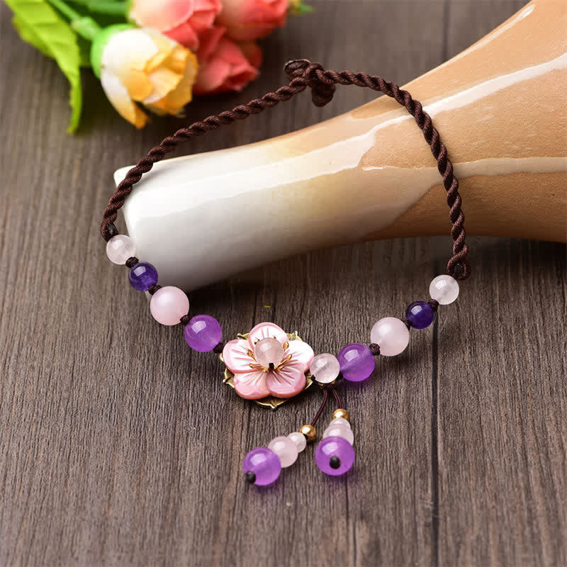 Chevillère Améthyste et Quartz Rose Naturels