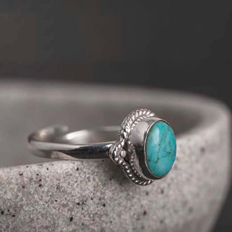 Bague Sagesse en Turquoise Naturelle & Argent Sterling 925 – Ajustable Unisexe