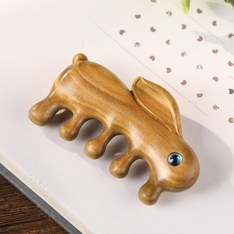 Peigne de Massage Relaxant en Bois de Santal Rouge et Vert