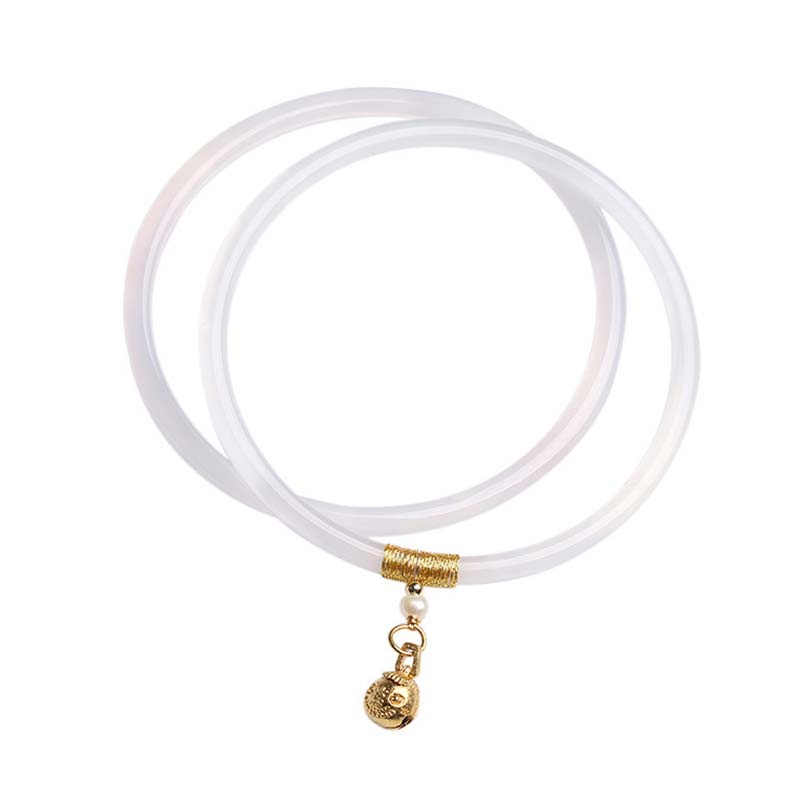 Bracelet Succès en Jade Cyan & Jade Blanc 58 mm | Harmonie & Équilibre Symbolique