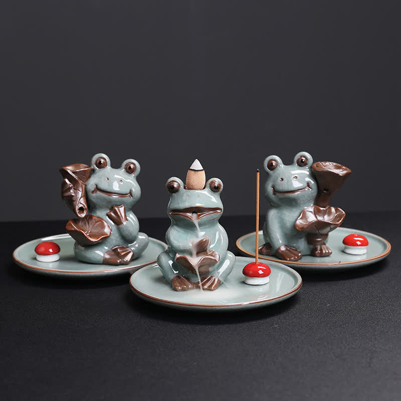 Brûleur d’Encens Céramique Grenouille de Méditation Zen