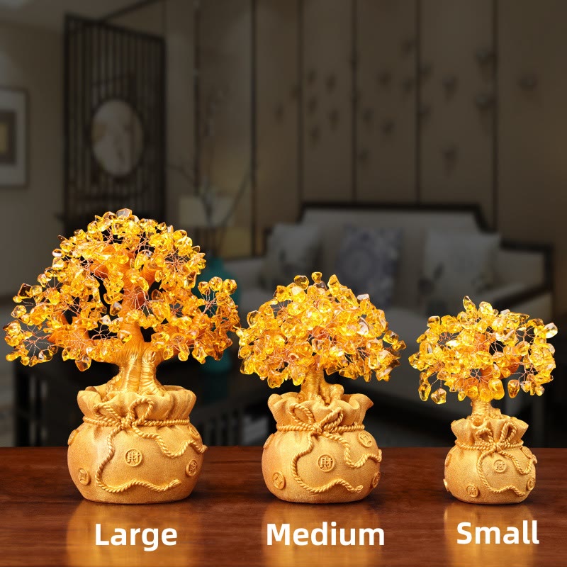 Citrine naturelle Ornement de pierre précieuse pour arbre à argent - Feng Shui pour la prospérité