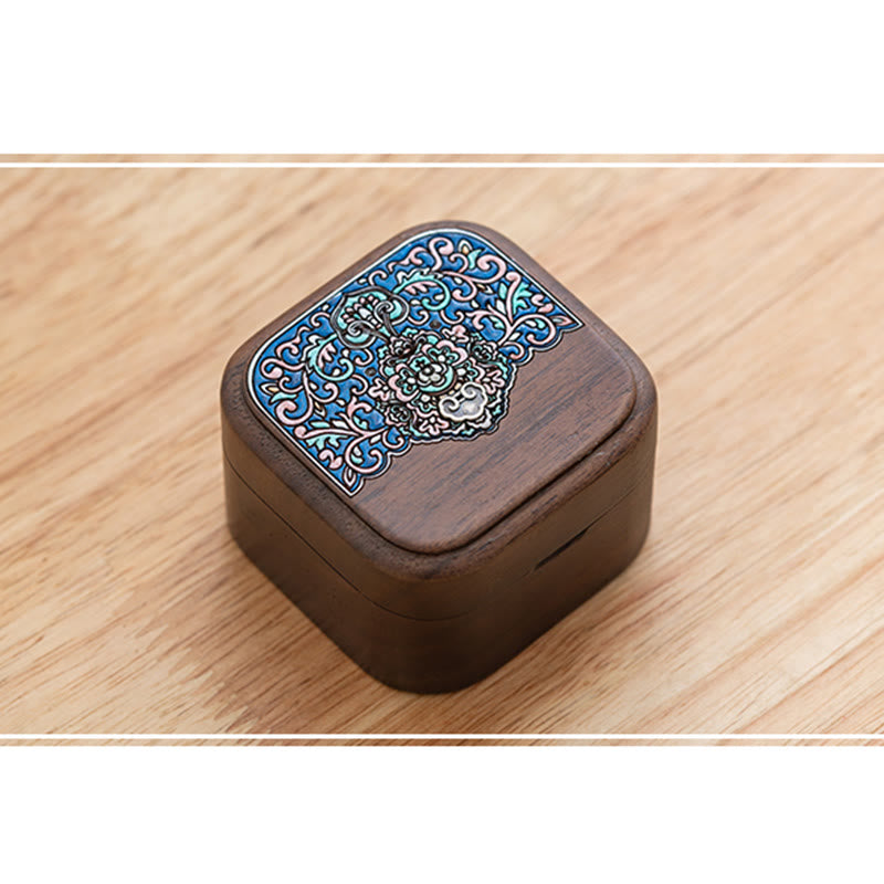 Boîte de rangement de bijoux en bois de noyer noir fait à la main rétro, boîte-cadeau en bois de feuille