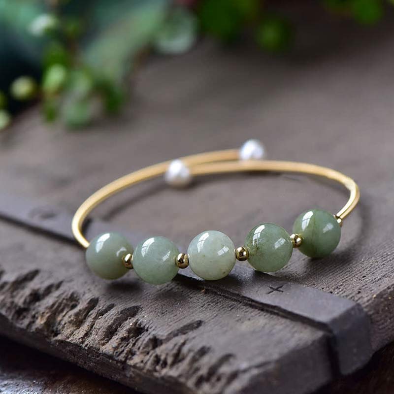 Bracelet Ajustable en Jade Naturel « Abondance & Prospérité »