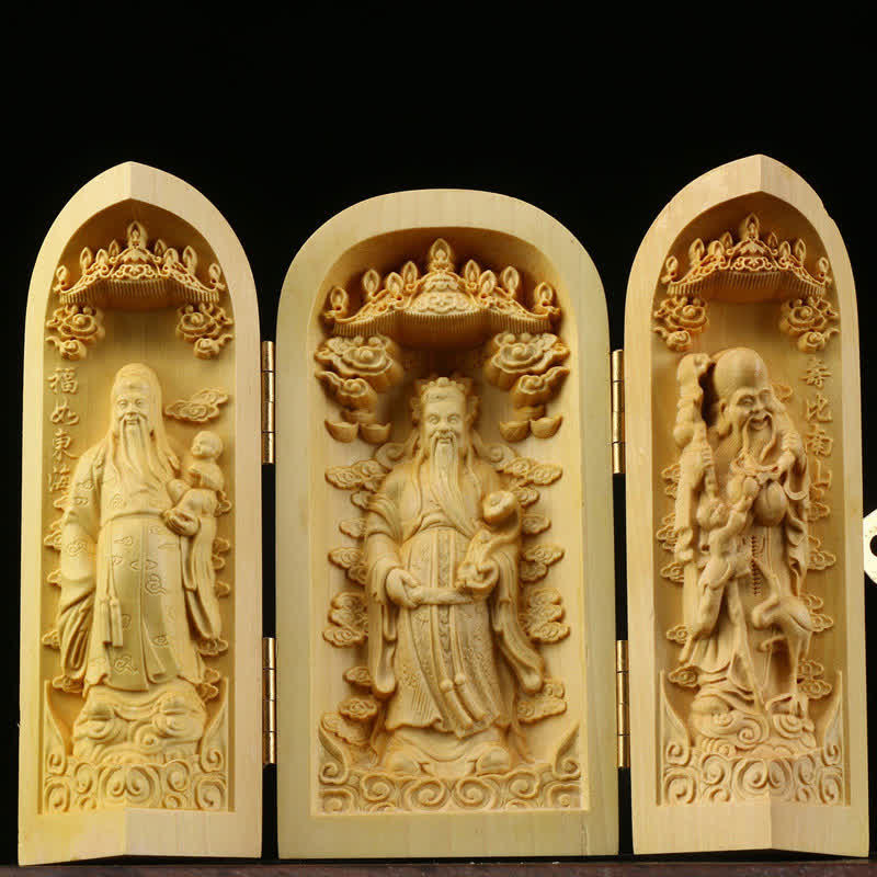 Autel Spirituel Sculpté en Bois de Buis pour Méditation et Prière