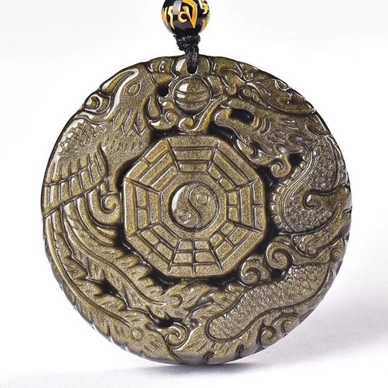 Collier Yin Yang en Obsidienne Dorée Naturelle
