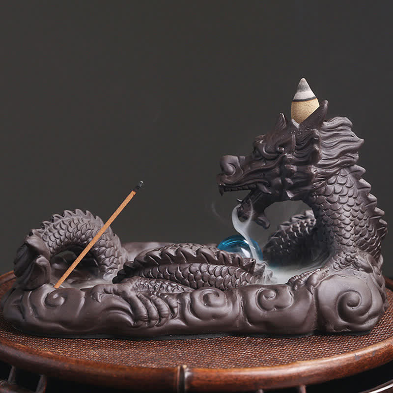 Brûleur Dragon Argile Pourpre – Symbole de Chance et Protection