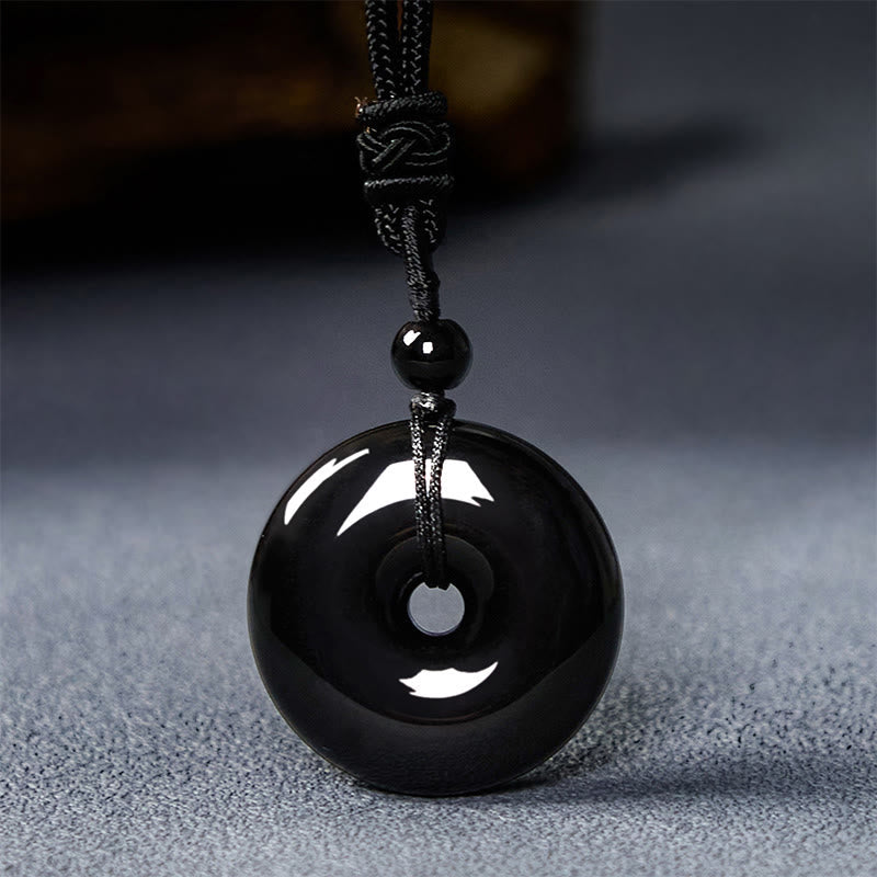Pendentif Boucle de Paix en Obsidienne Noire Naturelle