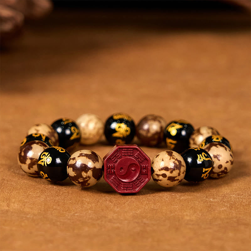 Bracelet Bodhi Gravé Mantra 12 mm avec Cinabre