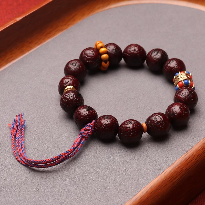 Bracelet Mala Bodhi 15 mm avec Pompon Traditionnel