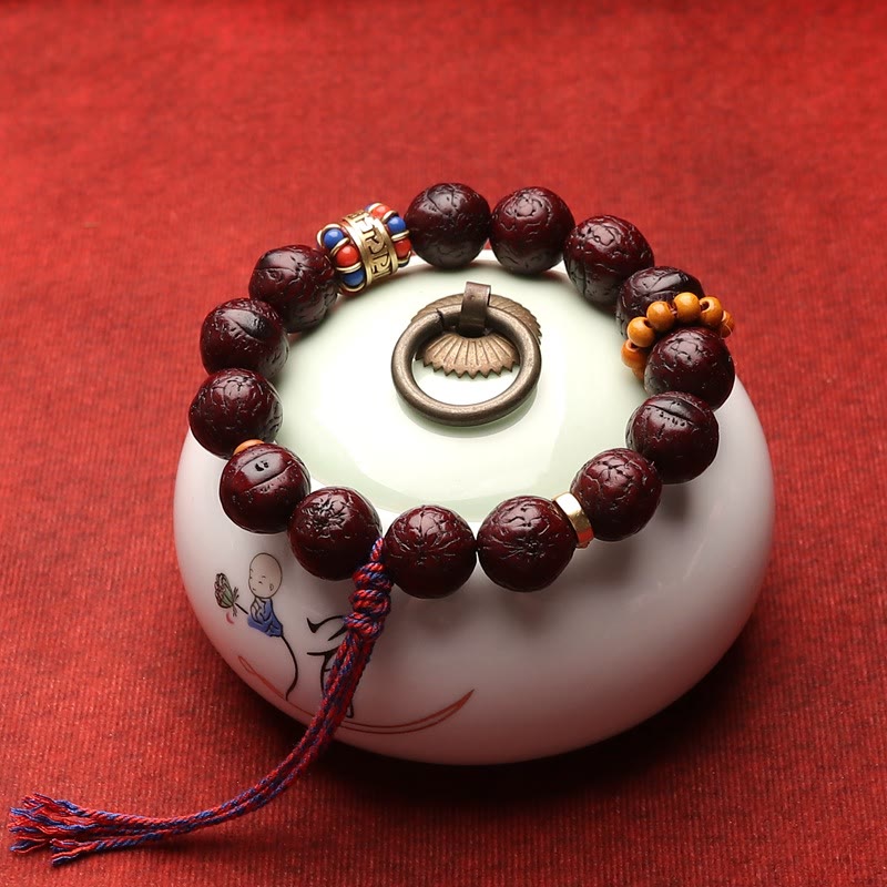 Bracelet Mala Bodhi 15 mm avec Pompon Traditionnel