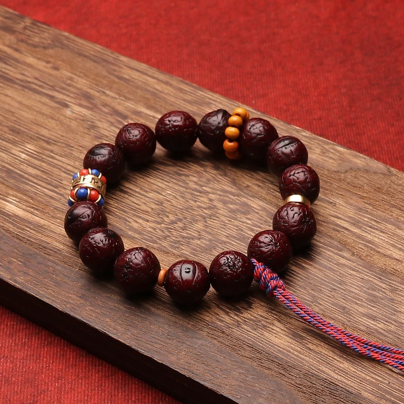 Bracelet Mala Bodhi 15 mm avec Pompon Traditionnel