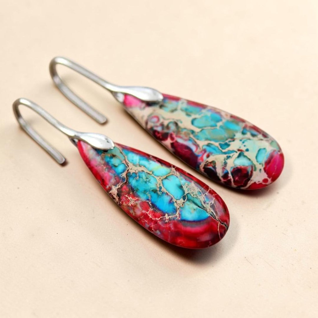 Boucles d'Oreilles Larmes en Jaspe