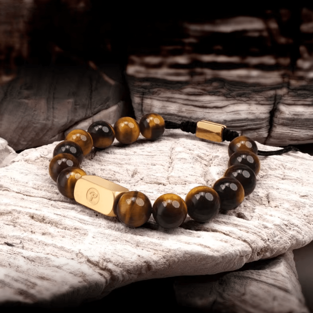 Bracelet Homme Perles « Œil-de-Tigre » – Style Luxe & Élégance Naturelle