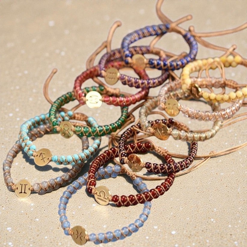 Bracelet Tressé 12 Constellations en Pierres Naturelles