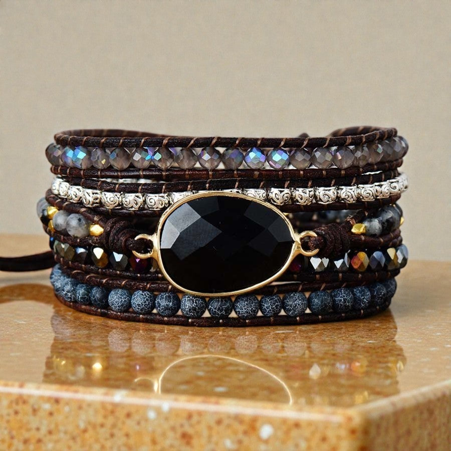 Bracelet Wrap Ancrage & Sécurité en Onyx