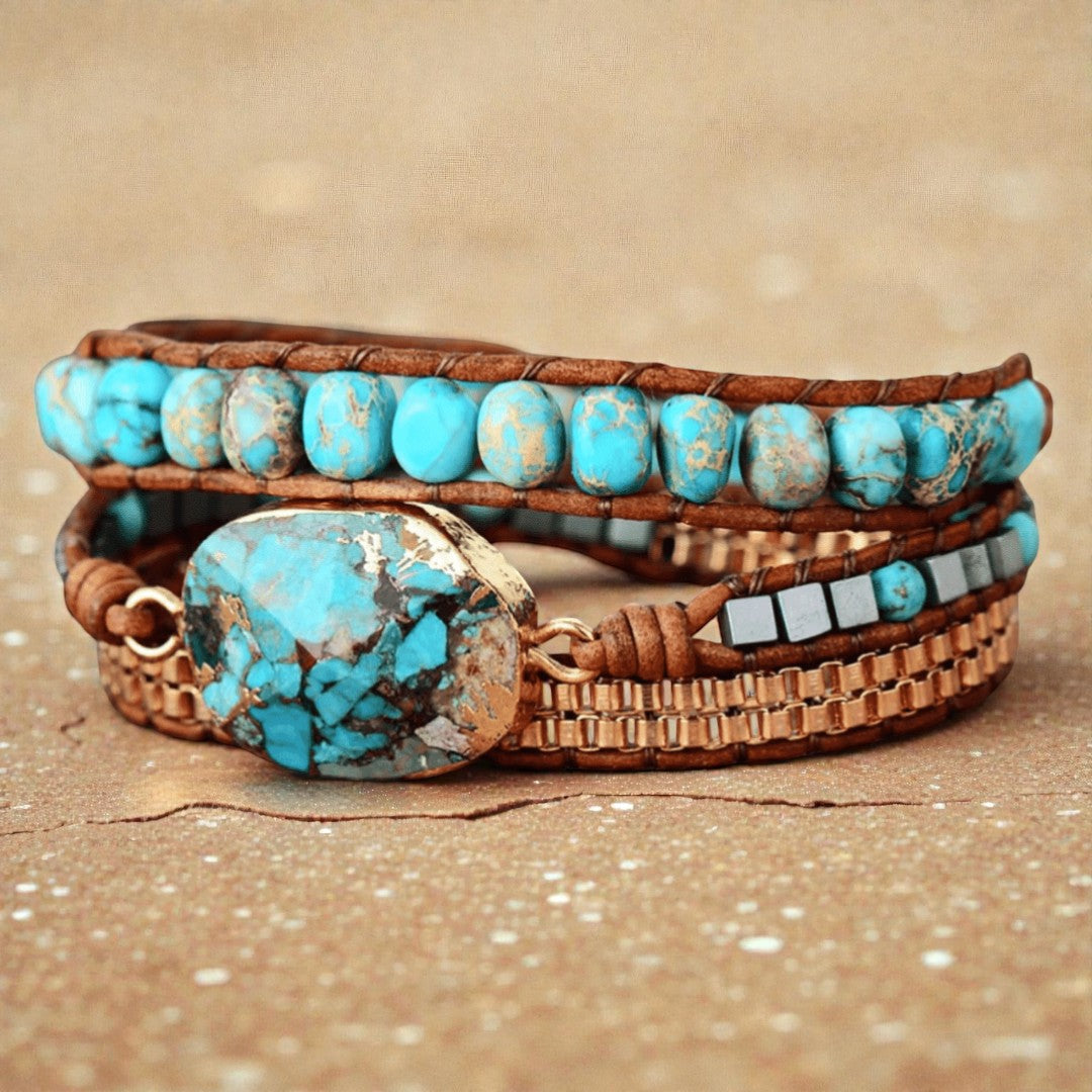 Bracelet Wrap Énergie Apaisante en Turquoise