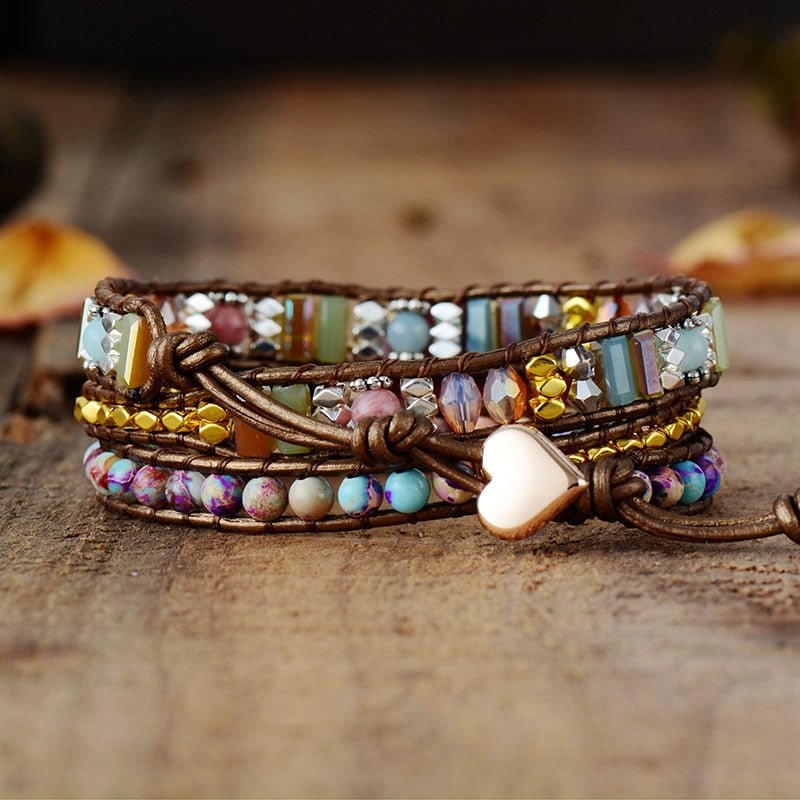 Bracelet Wrap Guérison du Coeur en Rhodochrosite