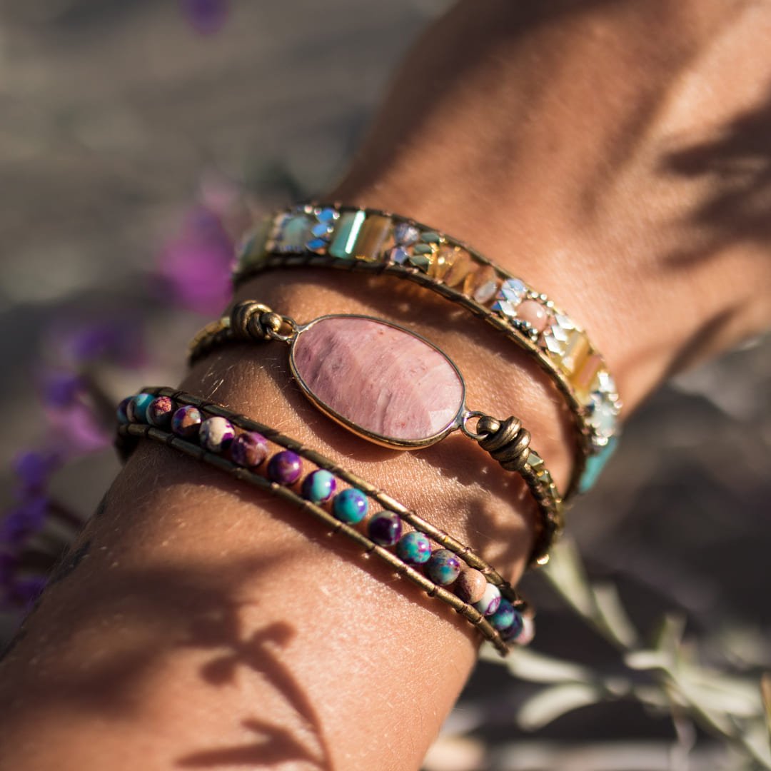 Bracelet Wrap Guérison du Coeur en Rhodochrosite