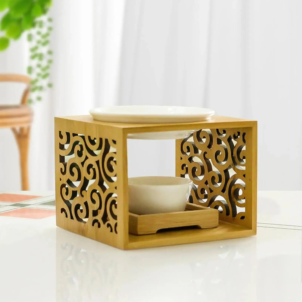 Clair Orient Diffuseur à Chaleur Douce Bois Sculpté & Céramique