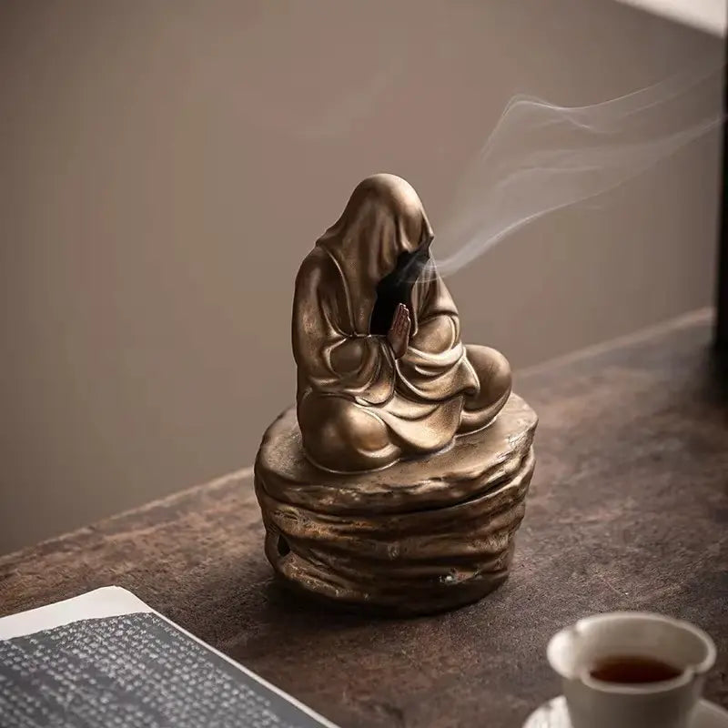 Brûleur d’Encens Bouddha en Céramique, Sérénité & Élégance
