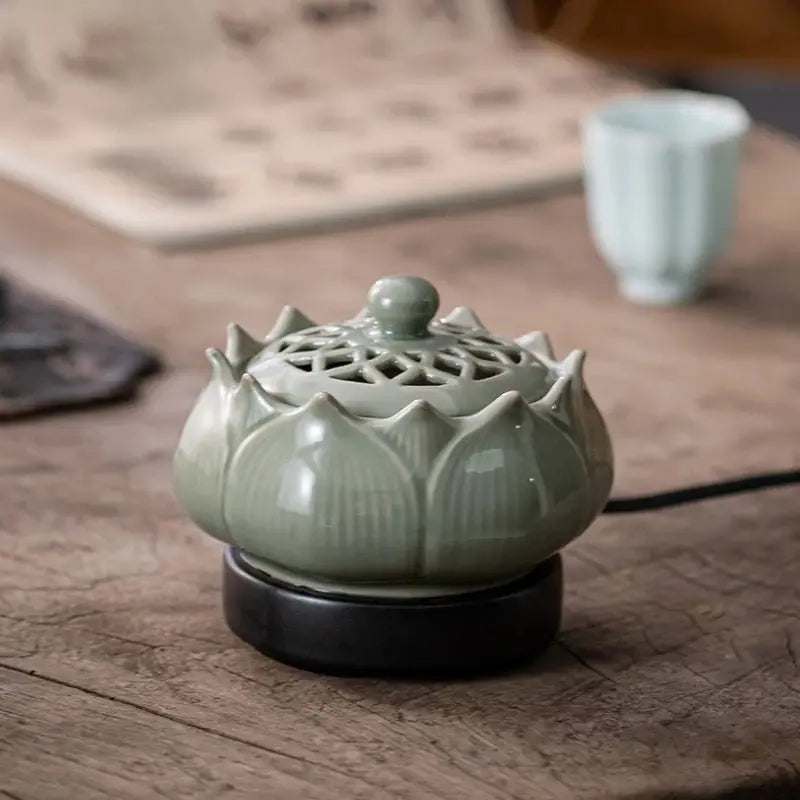 Diffuseur d’Encens Électrique Lotus en Céramique, Ambiance Zen & Équilibre