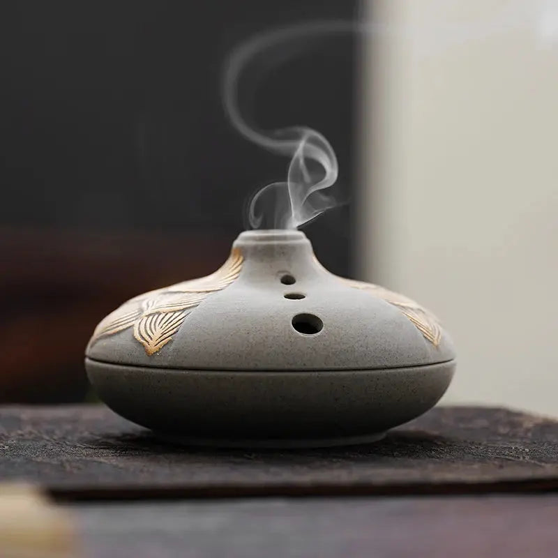 Brûleur d’Encens Japonais Vintage en Céramique, Art Zen & Rituel