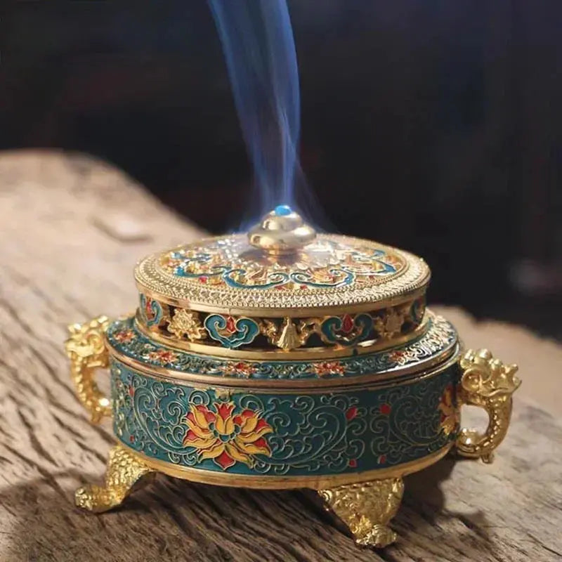 Brûleur d’Encens Lotus Émaillé, Élégance & Apaisement
