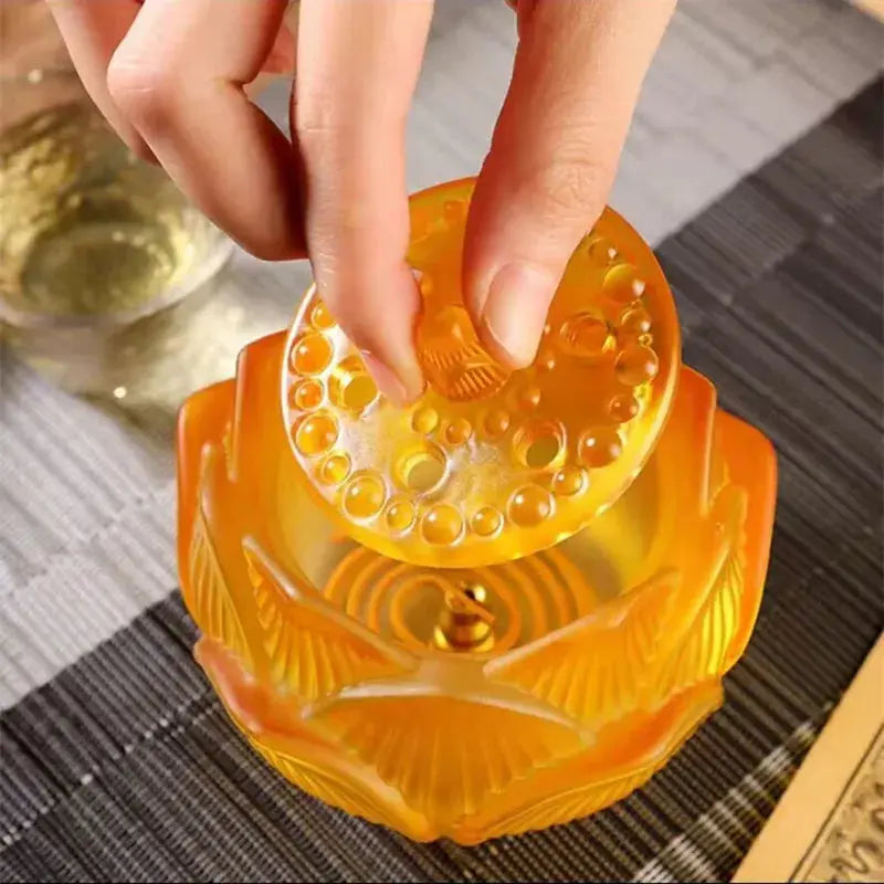 Brûleur d’Encens en Verre Lotus Dégradé, Élégance Lumineuse