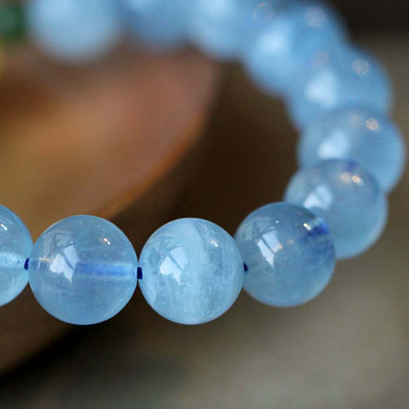 Bracelet Sérénité en Aigue-Marine & Ambre Naturels 8 mm | Harmonie & Apaisement Symbolique