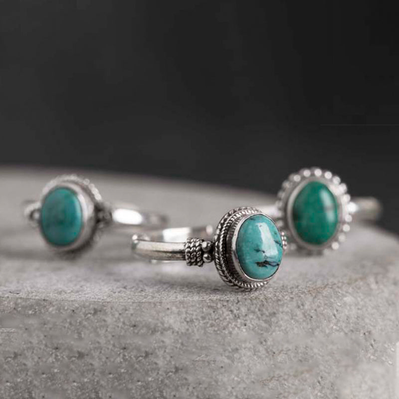 Bague Sagesse en Turquoise Naturelle & Argent Sterling 925 – Ajustable Unisexe