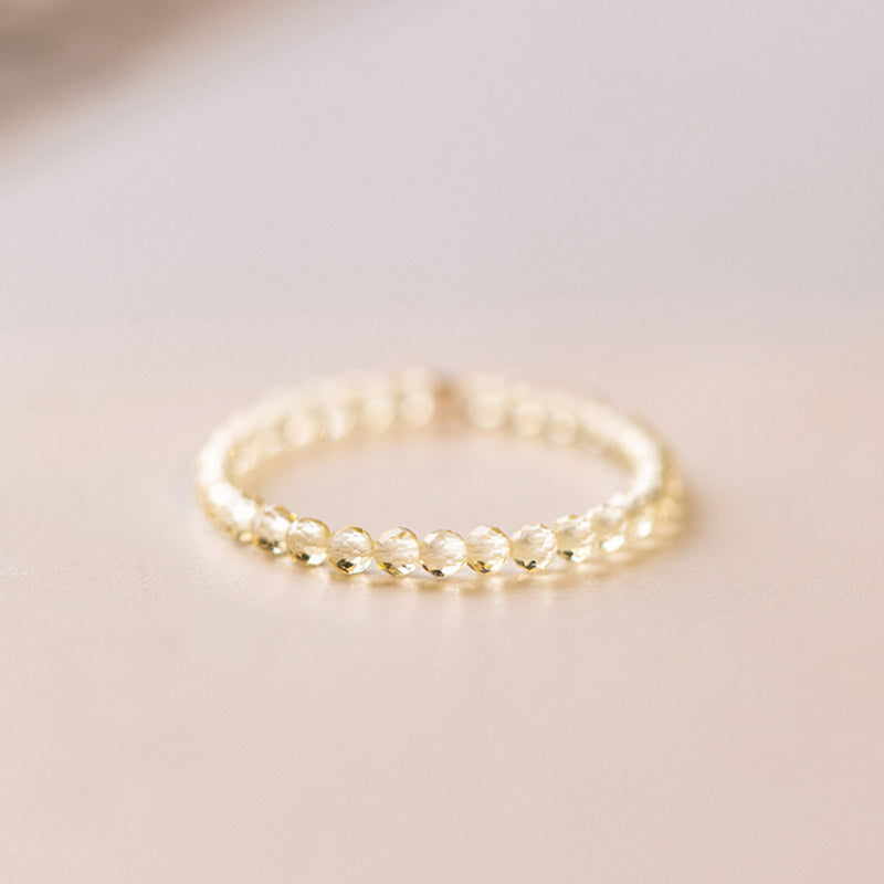 Bague Prospérité en Citrine Naturelle – Plaqué Or 14 Carats – Anneau Lumineux Unisexe