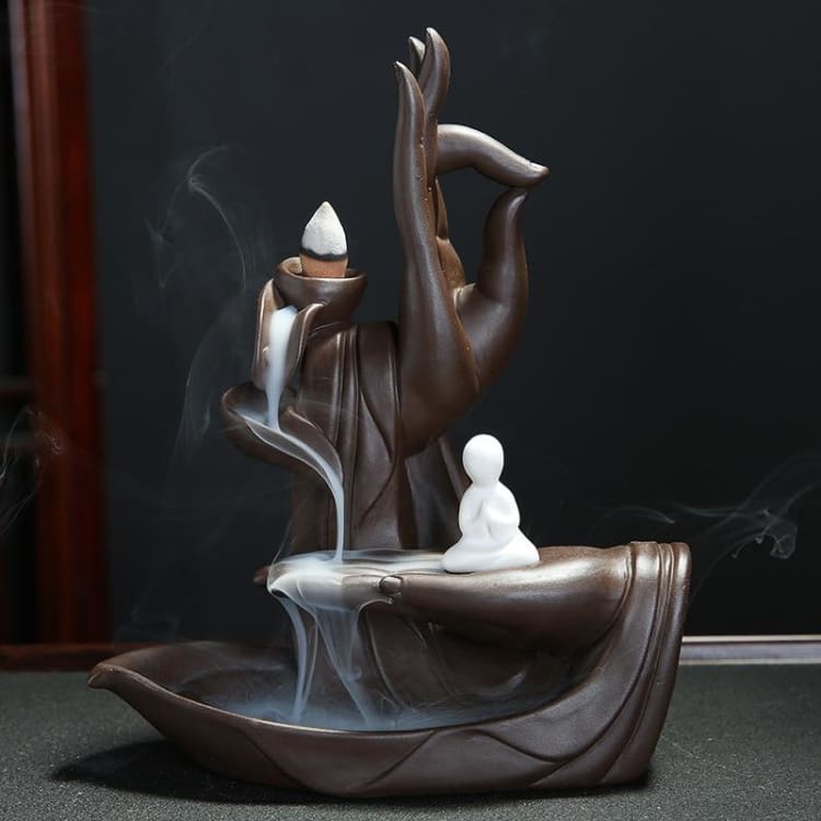 Cascade d’Encens « Prière de Bouddha » – Encensoir en Céramique + 10 cônes offerts