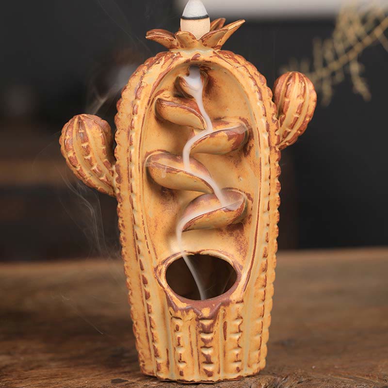 Porte-Encens Cactus à Reflux en Céramique 12,5 cm Relaxation