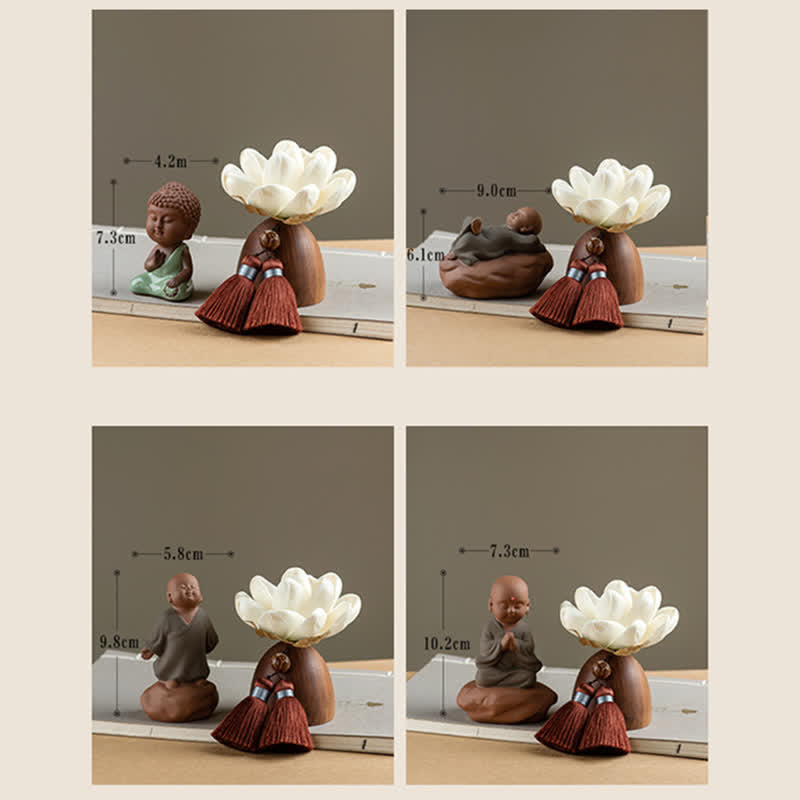 Statue Bouddha en Bois de Pêcher Noir 5,4 cm | Décoration Zen Fleur