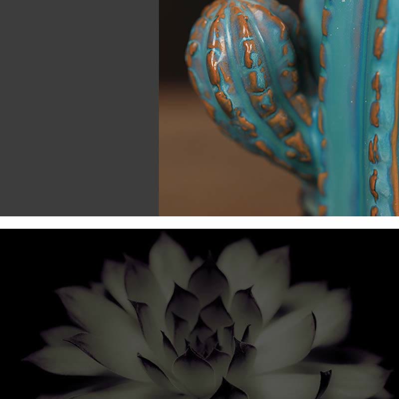 Porte-Encens Cactus à Reflux en Céramique 12,5 cm Relaxation