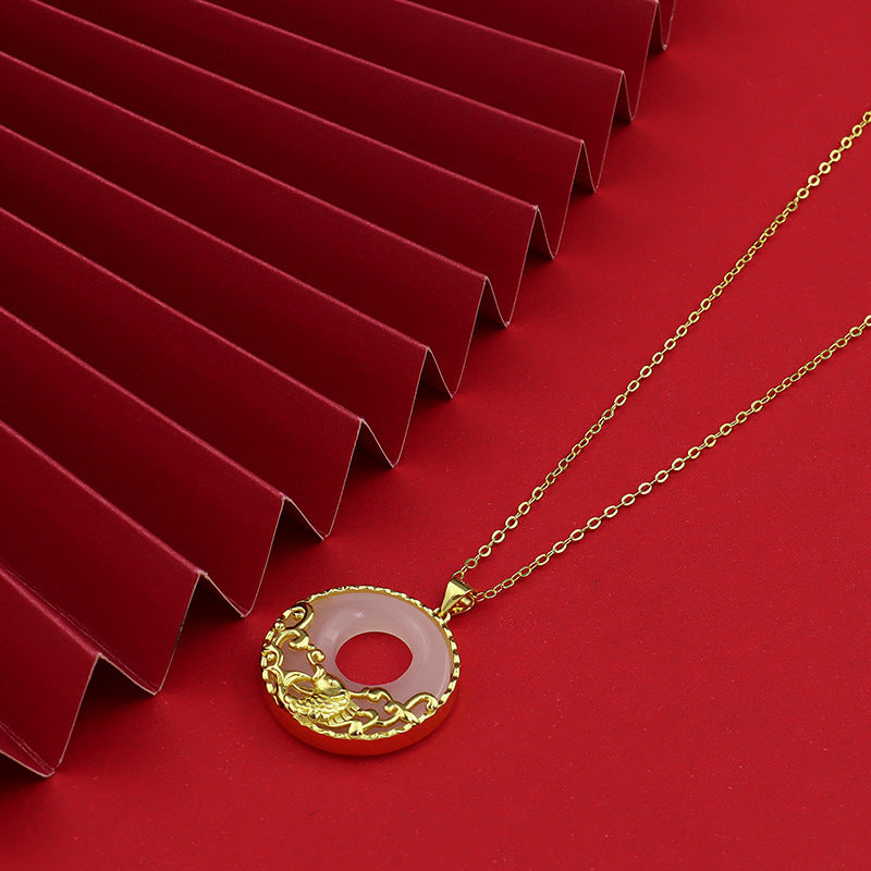 Collier Carpe Koï en Jade Blanc Naturel