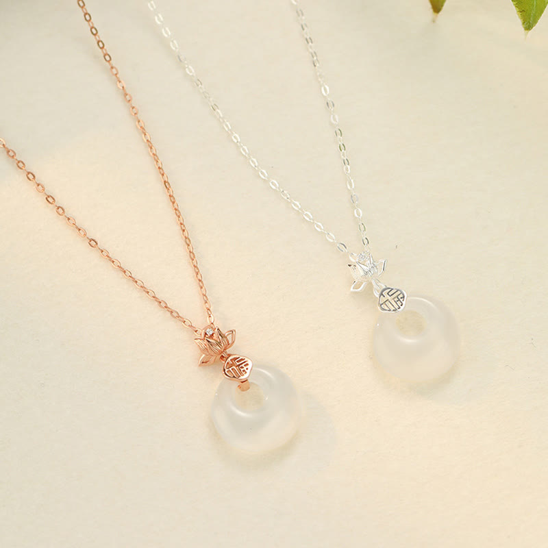 Collier Lotus en Calcédoine & Argent 925 – Symbole Fu