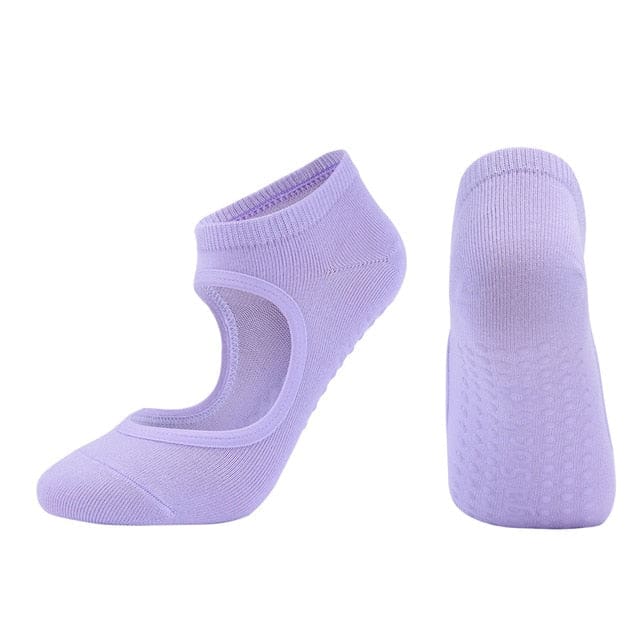 Chaussettes de Yoga Antidérapantes en Coton Naturel